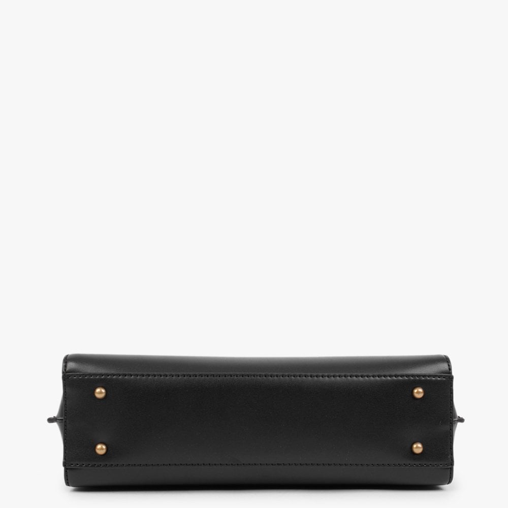 Katey Luxury Peony Black Satchel Bag