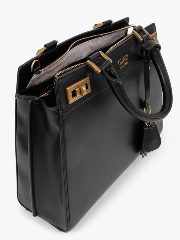 Katey Luxury Peony Black Satchel Bag