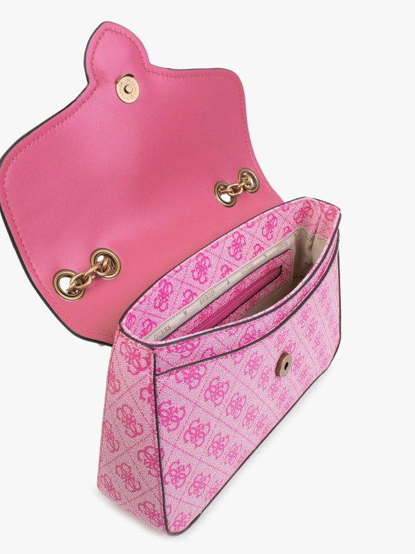 Rossana Convertible Bright Pink Multi Logo Cross-Body Bag