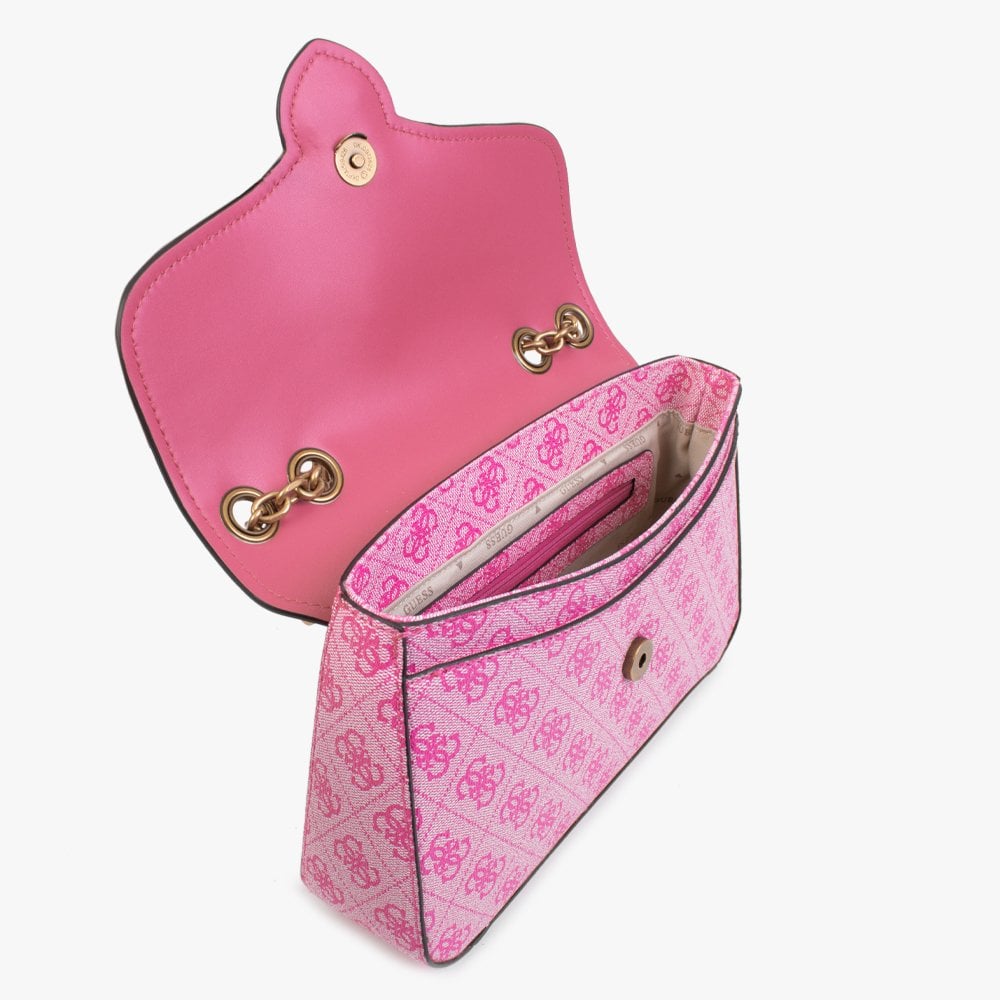 Rossana Convertible Bright Pink Multi Logo Cross-Body Bag
