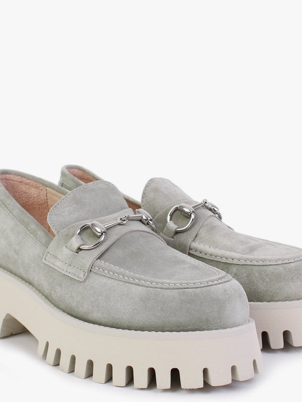 Wheat Light Green Suede Chunky Loafers