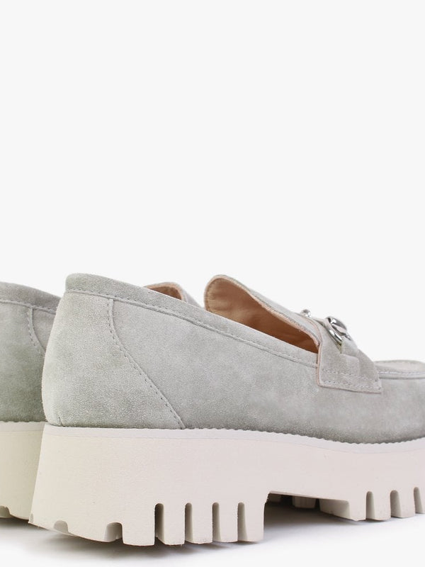 Wheat Light Green Suede Chunky Loafers