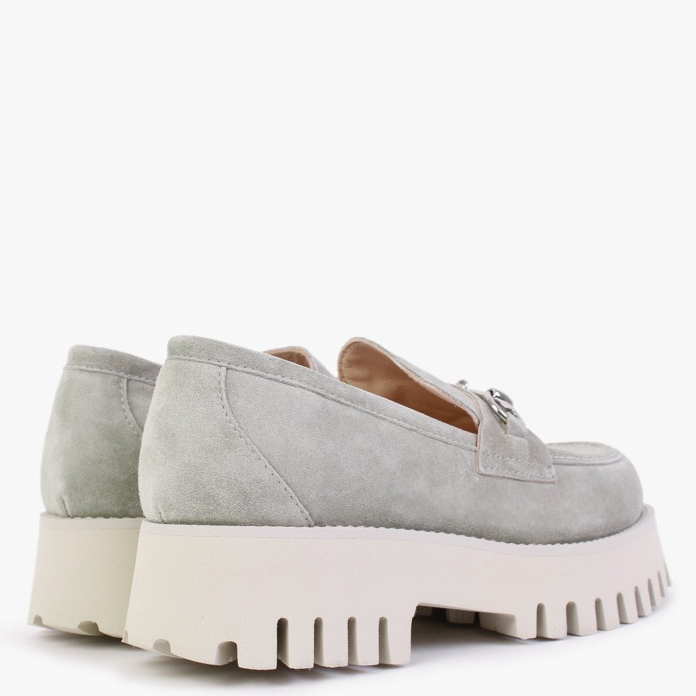 Wheat Light Green Suede Chunky Loafers