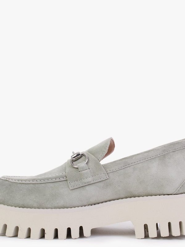 Wheat Light Green Suede Chunky Loafers