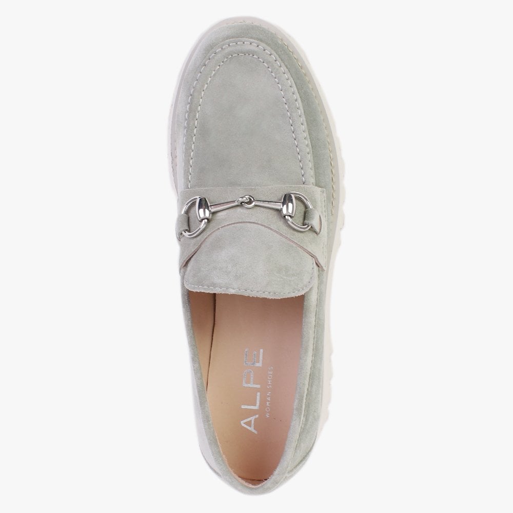 Wheat Light Green Suede Chunky Loafers