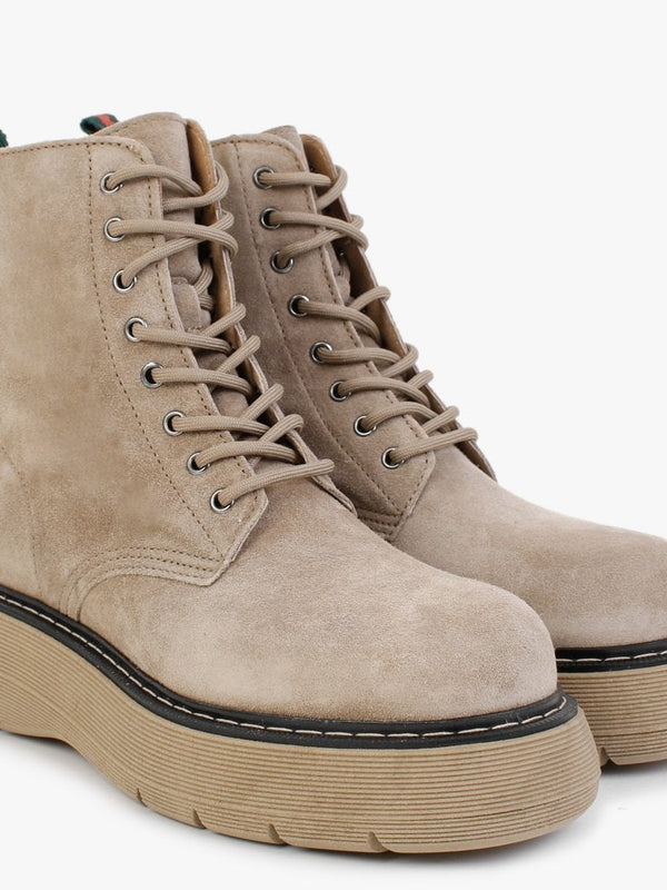 Coriander Beige Suede Tractor Sole Ankle Boots
