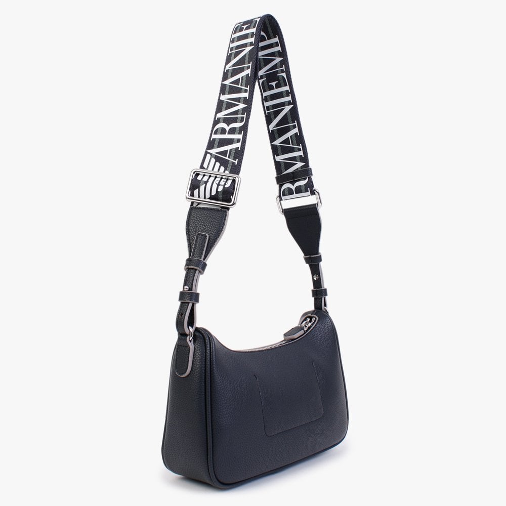Lilly Navy Stone Pebbled Baguette Bag