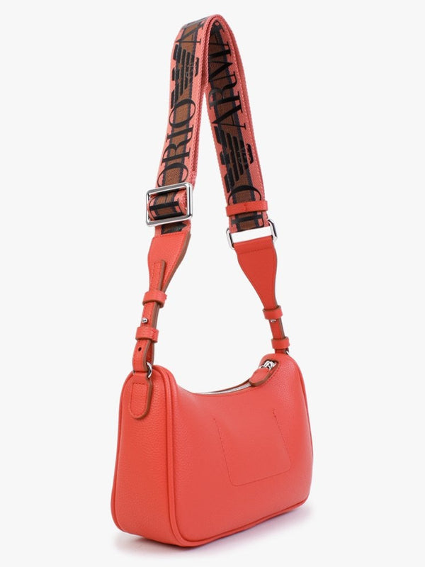 Lilly Orange Red Pebbled Baguette Bag