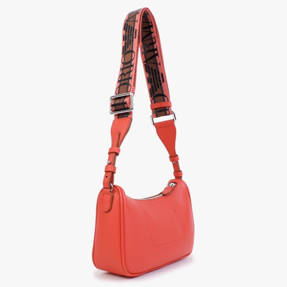 Lilly Orange Red Pebbled Baguette Bag