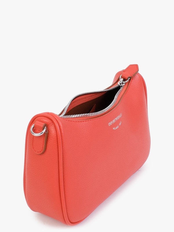 Lilly Orange Red Pebbled Baguette Bag
