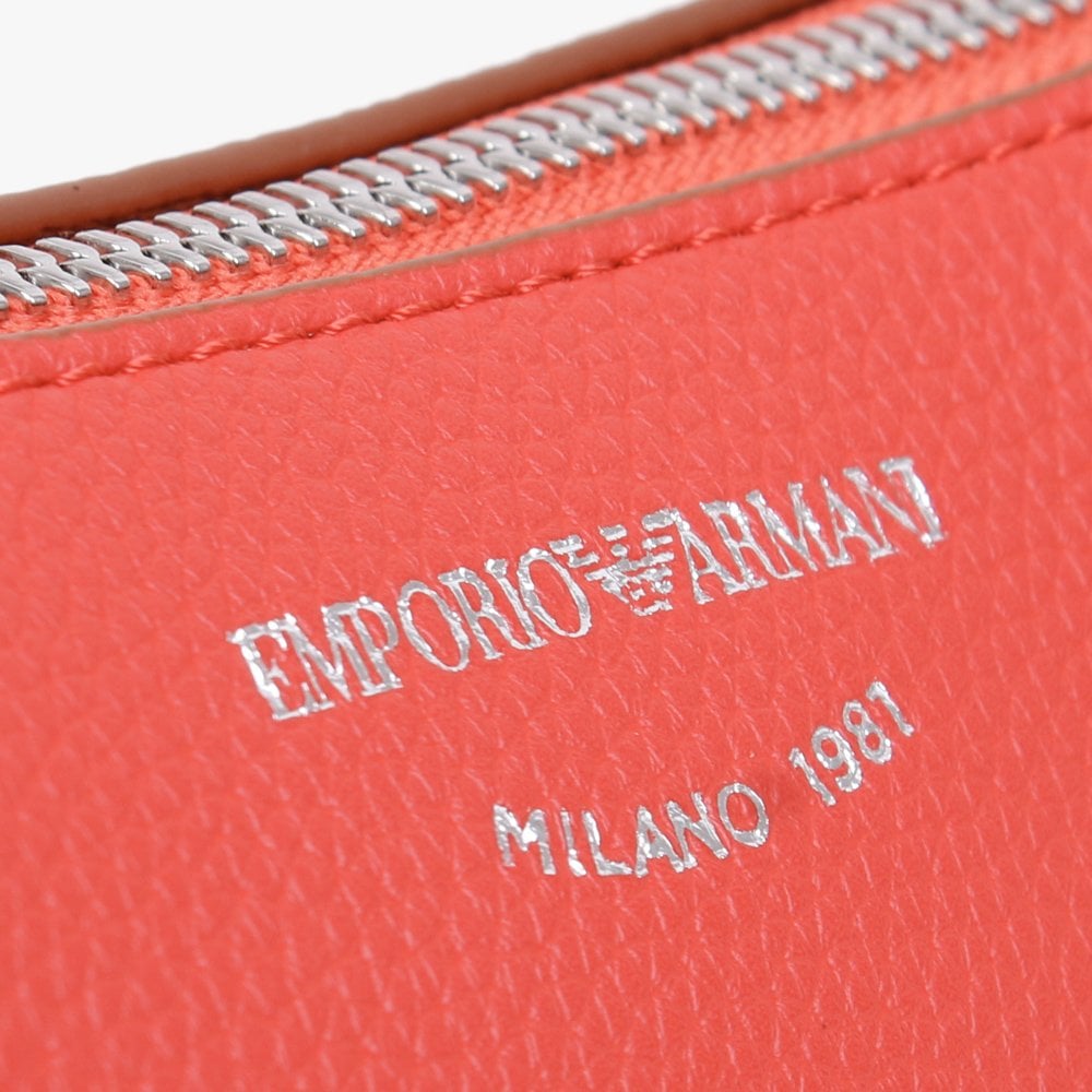 Lilly Orange Red Pebbled Baguette Bag