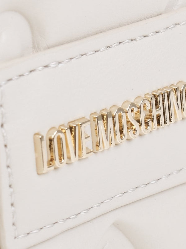 Heart Embossed Cream Top Handle Bag