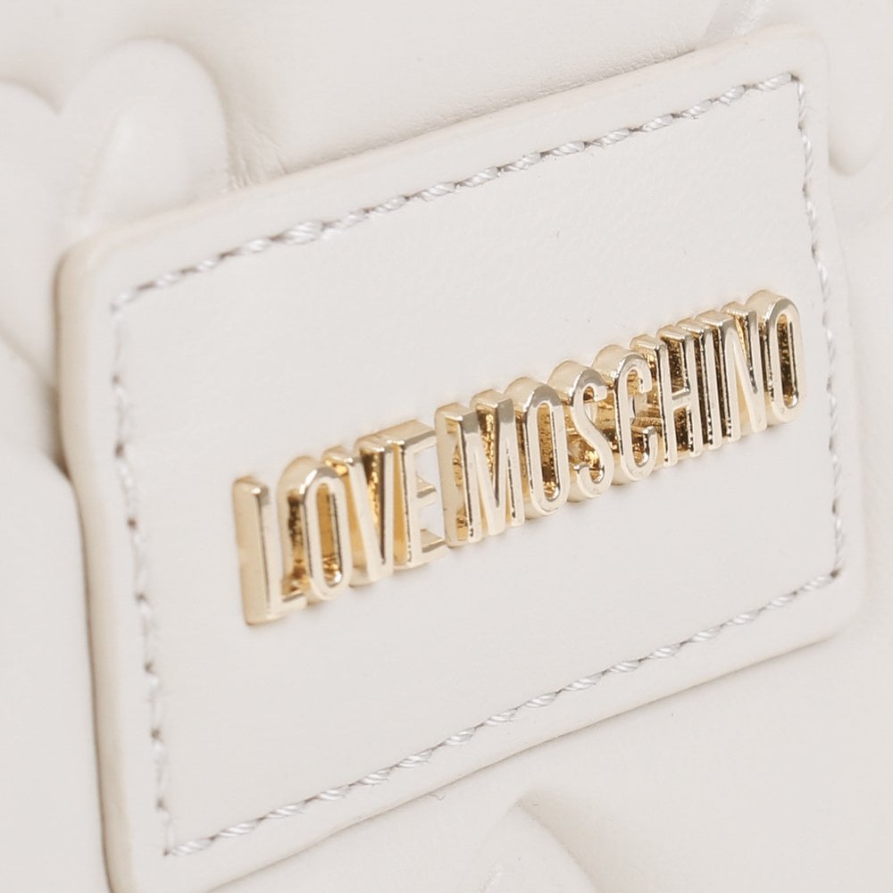 Heart Embossed Cream Top Handle Bag