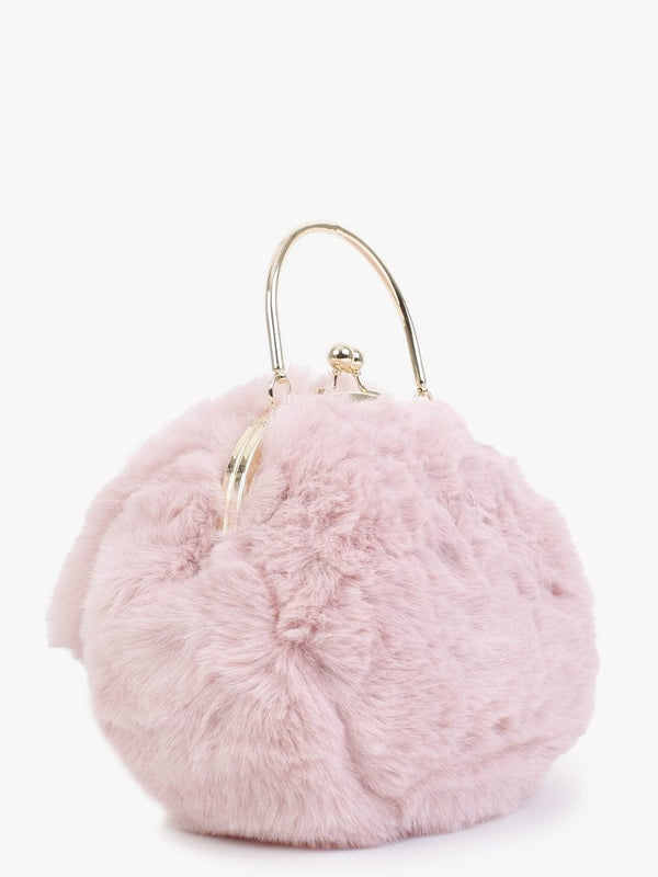 Fluffy Pink Rabbit Ears Top Handle Bag