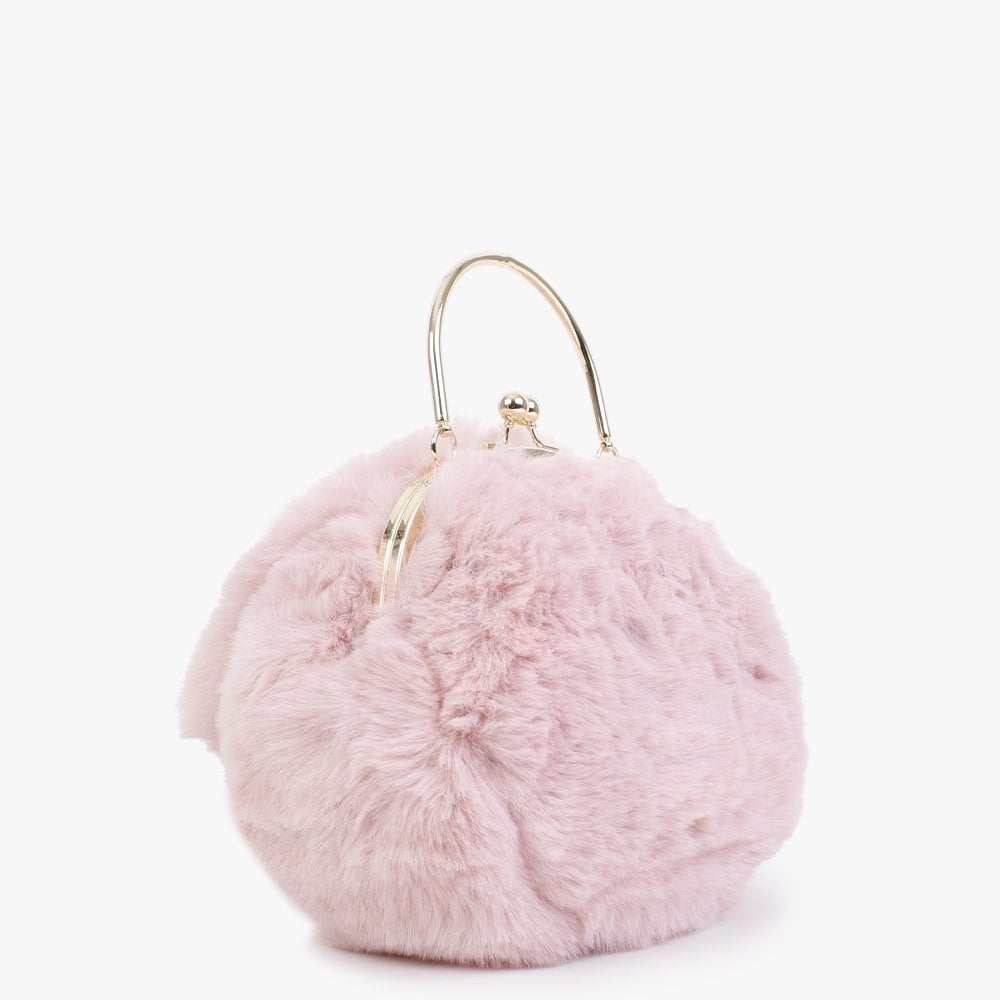 Fluffy Pink Rabbit Ears Top Handle Bag