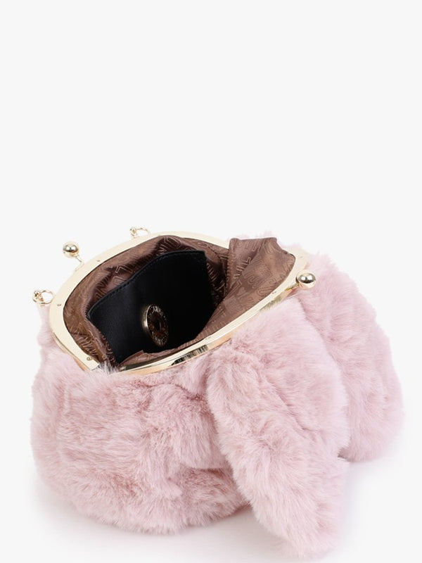 Fluffy Pink Rabbit Ears Top Handle Bag