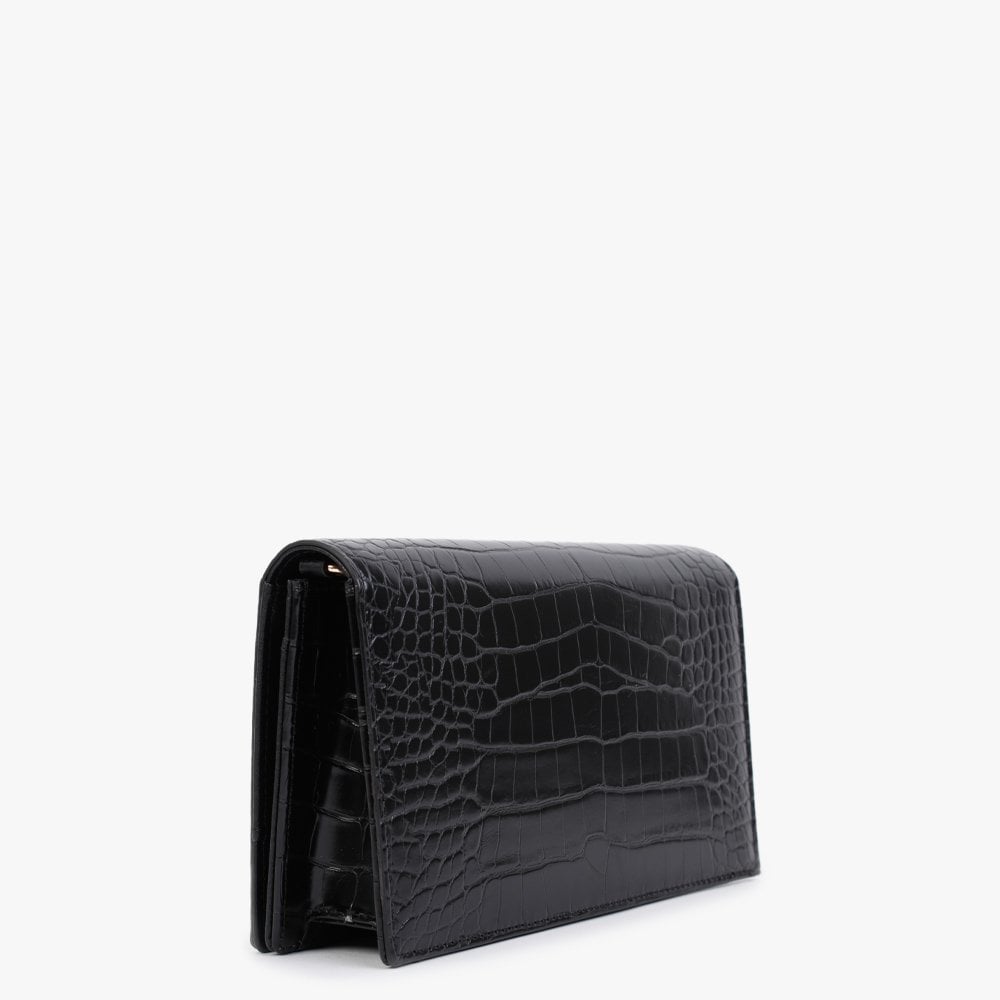 Black Moc Croc Evening Bag