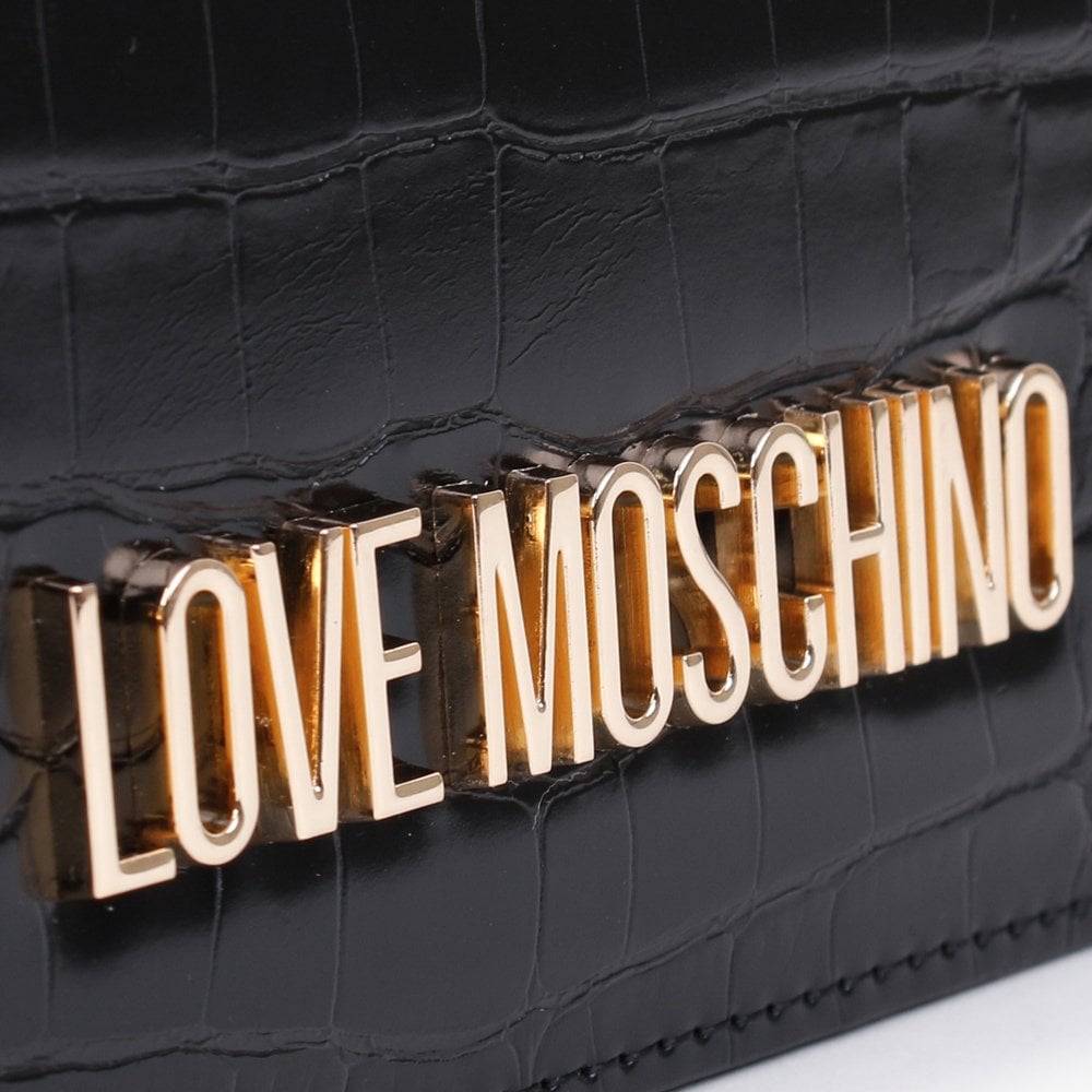 Black Moc Croc Evening Bag