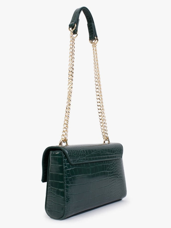 Love Lock Green Moc Croc Shoulder Bag