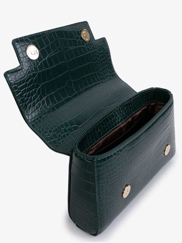 Love Lock Green Moc Croc Shoulder Bag