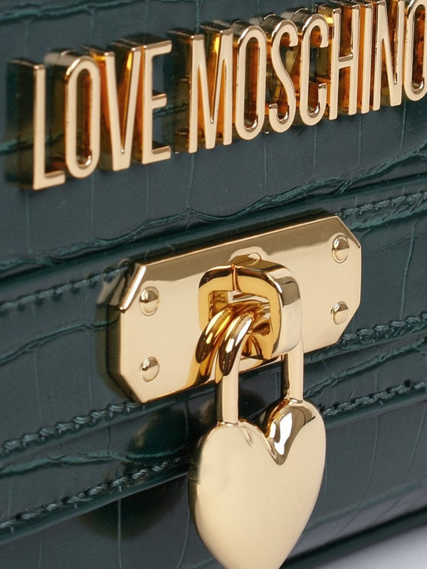 Love Lock Green Moc Croc Shoulder Bag