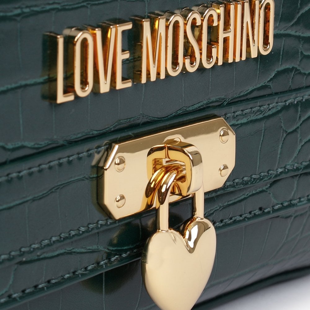 Love Lock Green Moc Croc Shoulder Bag