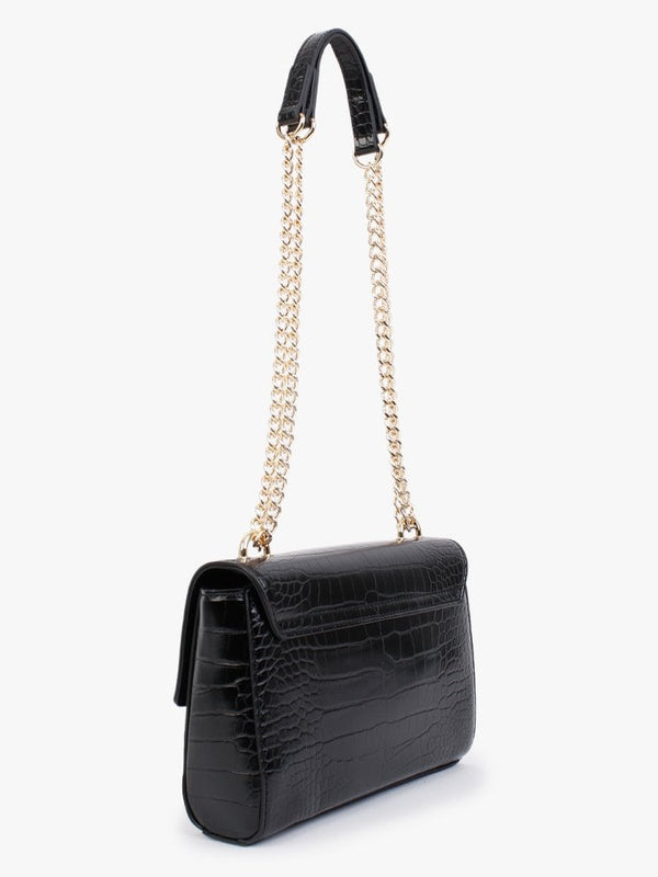 Love Lock Black Moc Croc Shoulder Bag