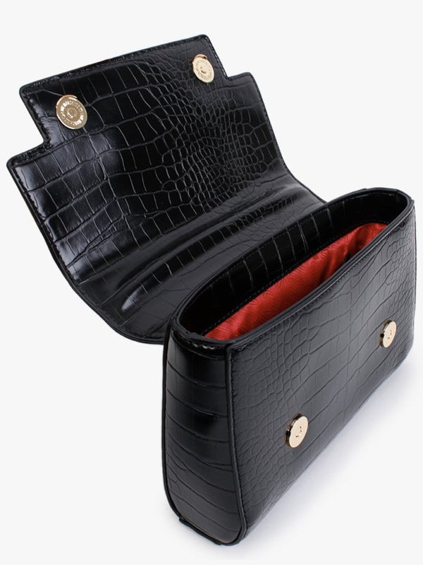 Love Lock Black Moc Croc Shoulder Bag