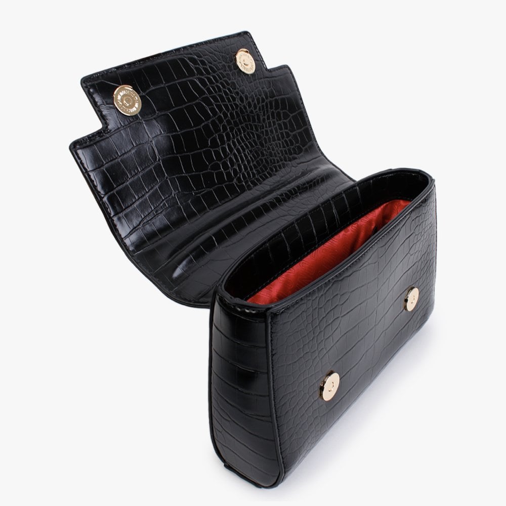 Love Lock Black Moc Croc Shoulder Bag