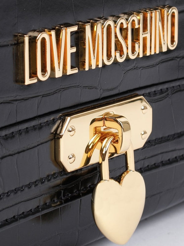 Love Lock Black Moc Croc Shoulder Bag