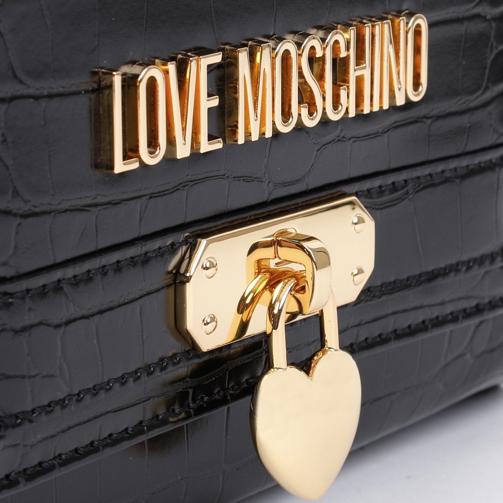 Love Lock Black Moc Croc Shoulder Bag
