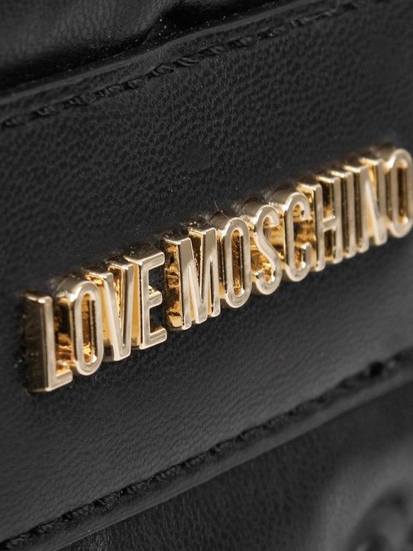 Heart Embossed Black Cross-Body Bag