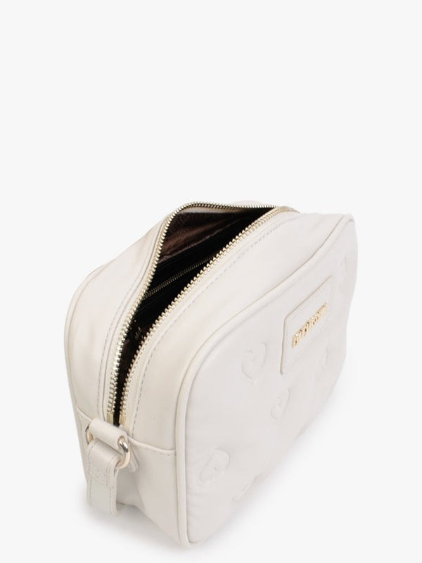 Heart Embossed Cream Cross-Body Bag