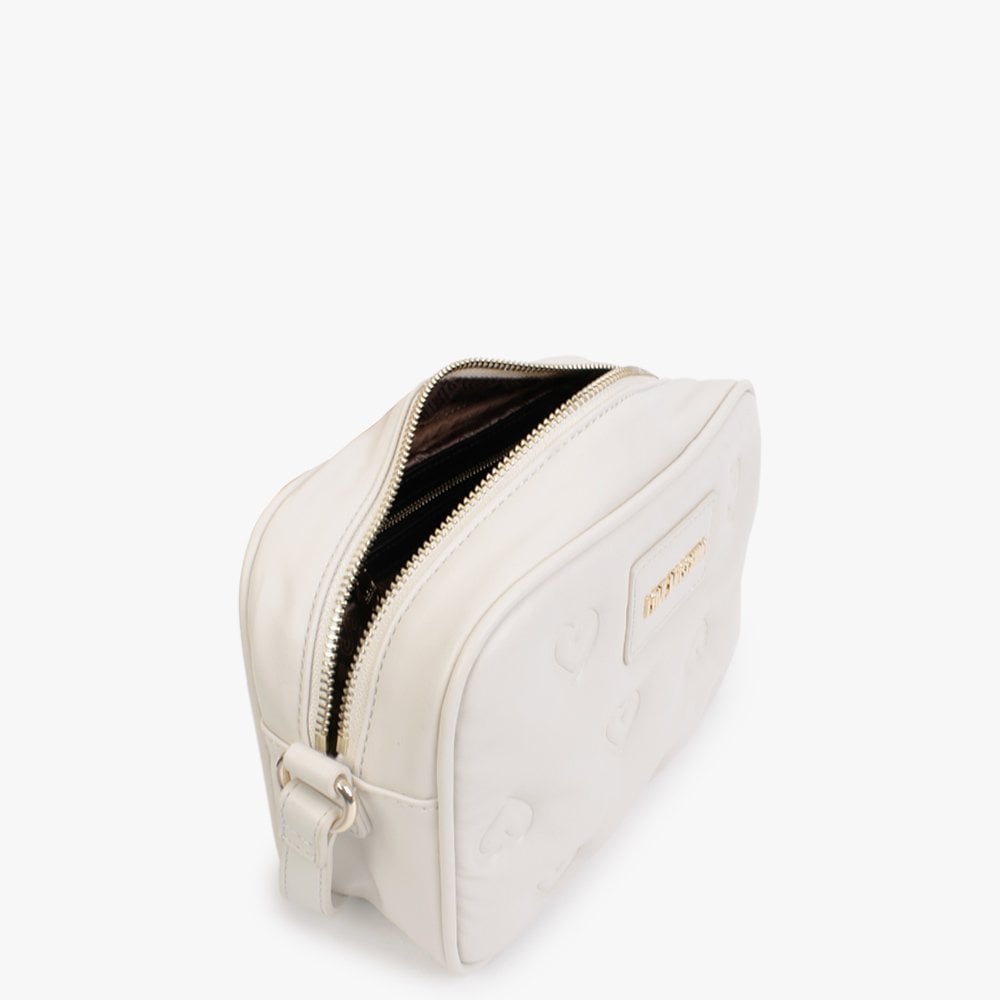 Heart Embossed Cream Cross-Body Bag