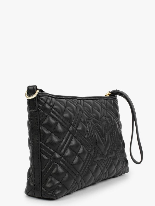 Quilted Black Wristlet Strap Cross-Body Bag