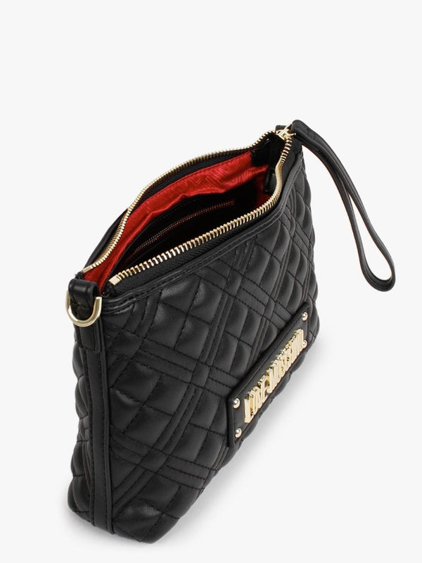 Quilted Black Wristlet Strap Cross-Body Bag