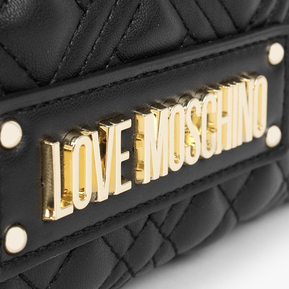 Quilted Black Wristlet Strap Cross-Body Bag