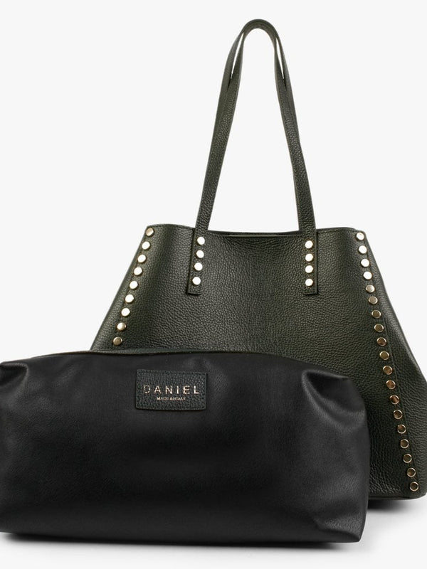 Dimooch Green Tumbled Leather Studded Tote Bag