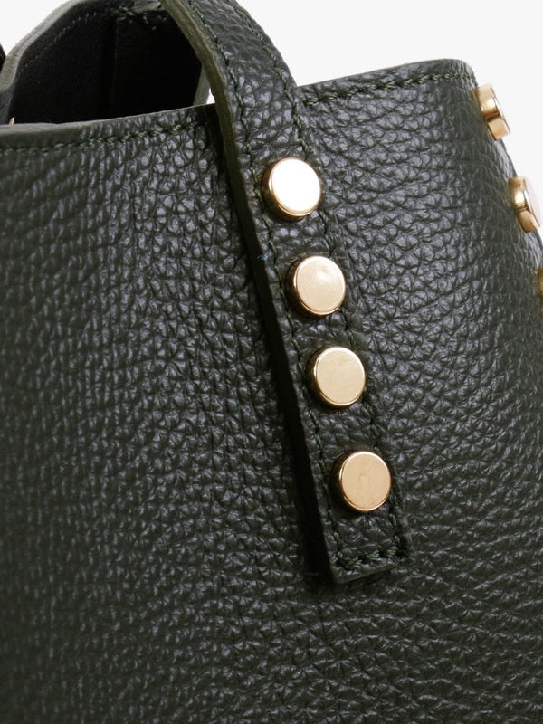 Dimooch Green Tumbled Leather Studded Tote Bag
