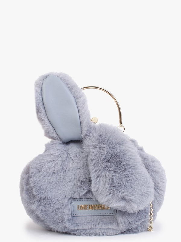 Fluffy Grey Rabbit Ear Top Handle Bag