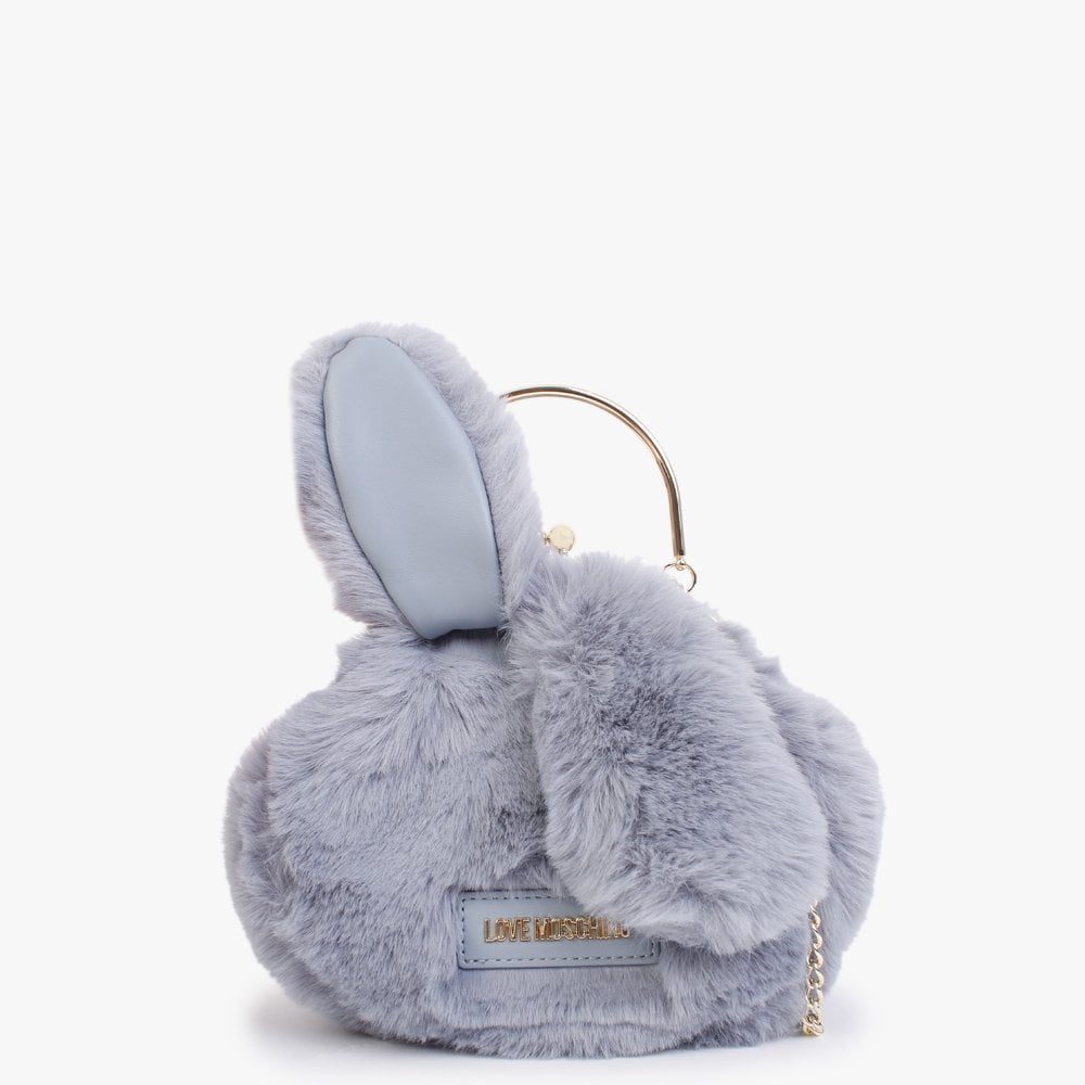 Fluffy Grey Rabbit Ear Top Handle Bag