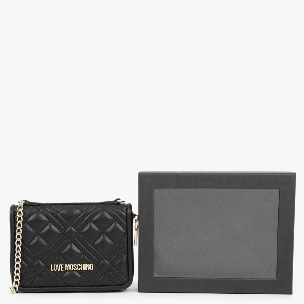 Quilted Black Wallet On A Chain
