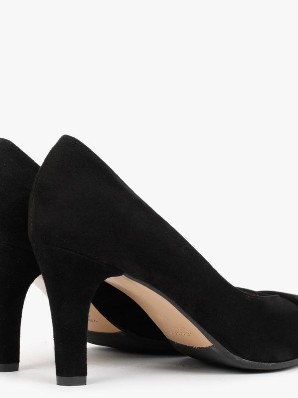 Courtie Black Suede Mid Heel Court Shoes