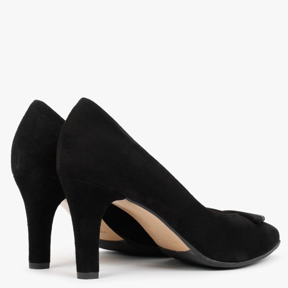 Courtie Black Suede Mid Heel Court Shoes