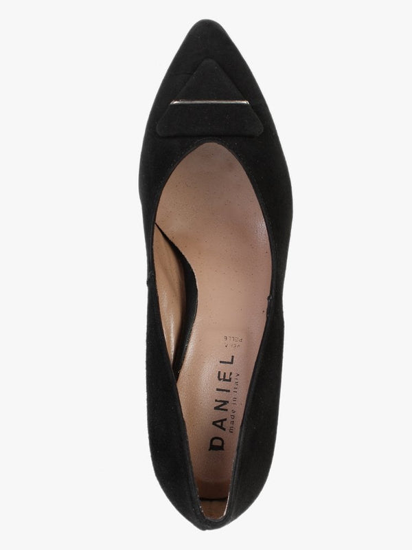 Courtie Black Suede Mid Heel Court Shoes