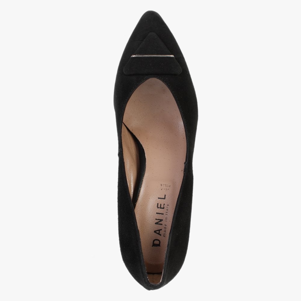 Courtie Black Suede Mid Heel Court Shoes