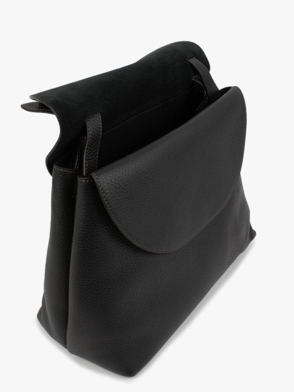 Large Primula Black Leather Top Handle Bag