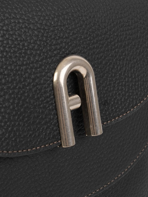 Large Primula Black Leather Top Handle Bag