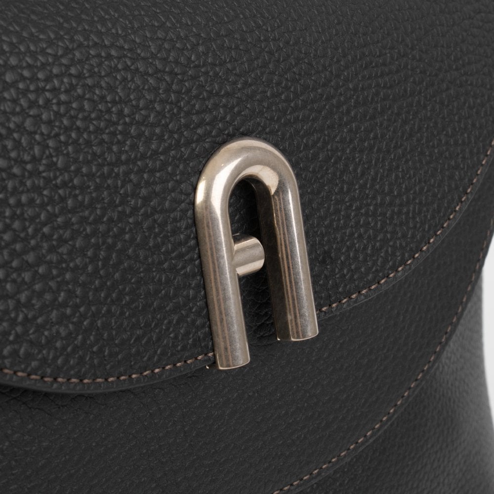 Large Primula Black Leather Top Handle Bag