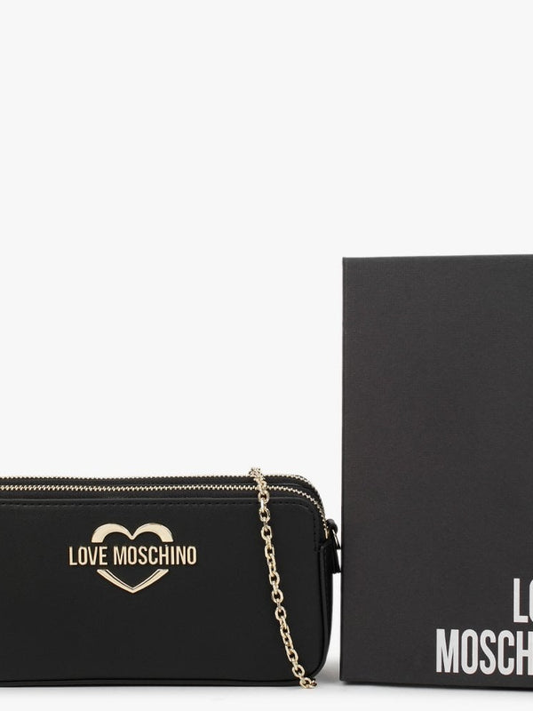 Heart Black Chain Cross-Body Bag